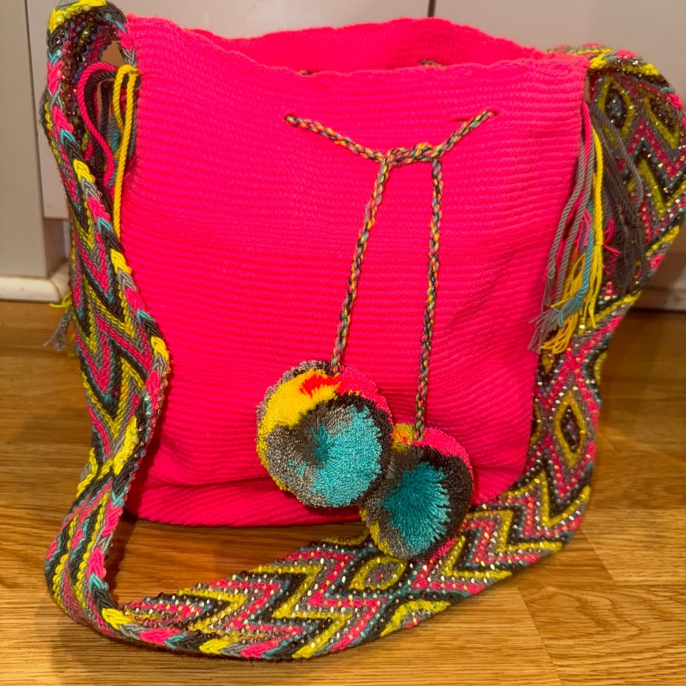 Wayuu Colombian Tribe Bag Hot Pink Woven Shoulder Bag